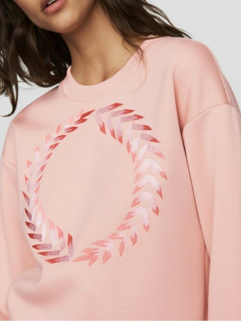 Maje Tornade Embroidered Crewneck Sweatshirt in Pink Women's 1 Small